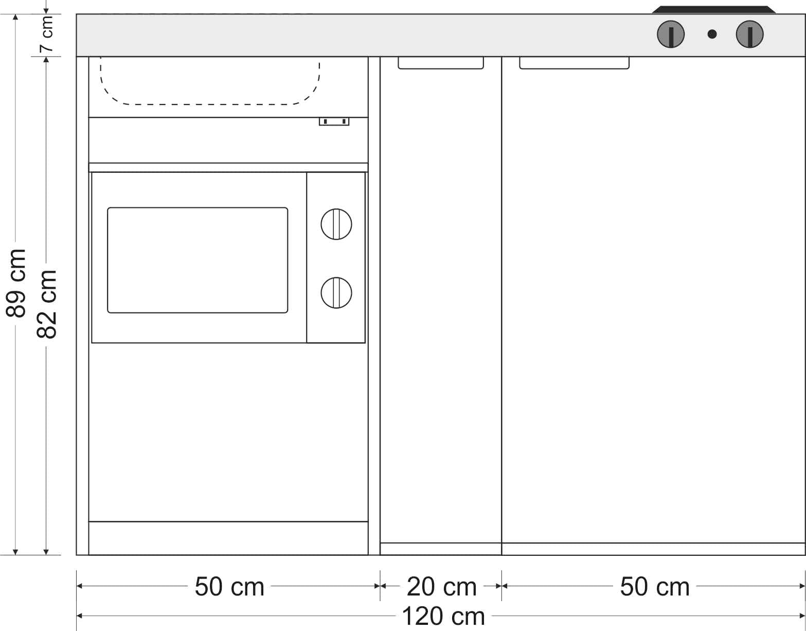 Miniküche Kitchenline MKM 120 A - Mit Mikrowelle & Auszug – Bild 4