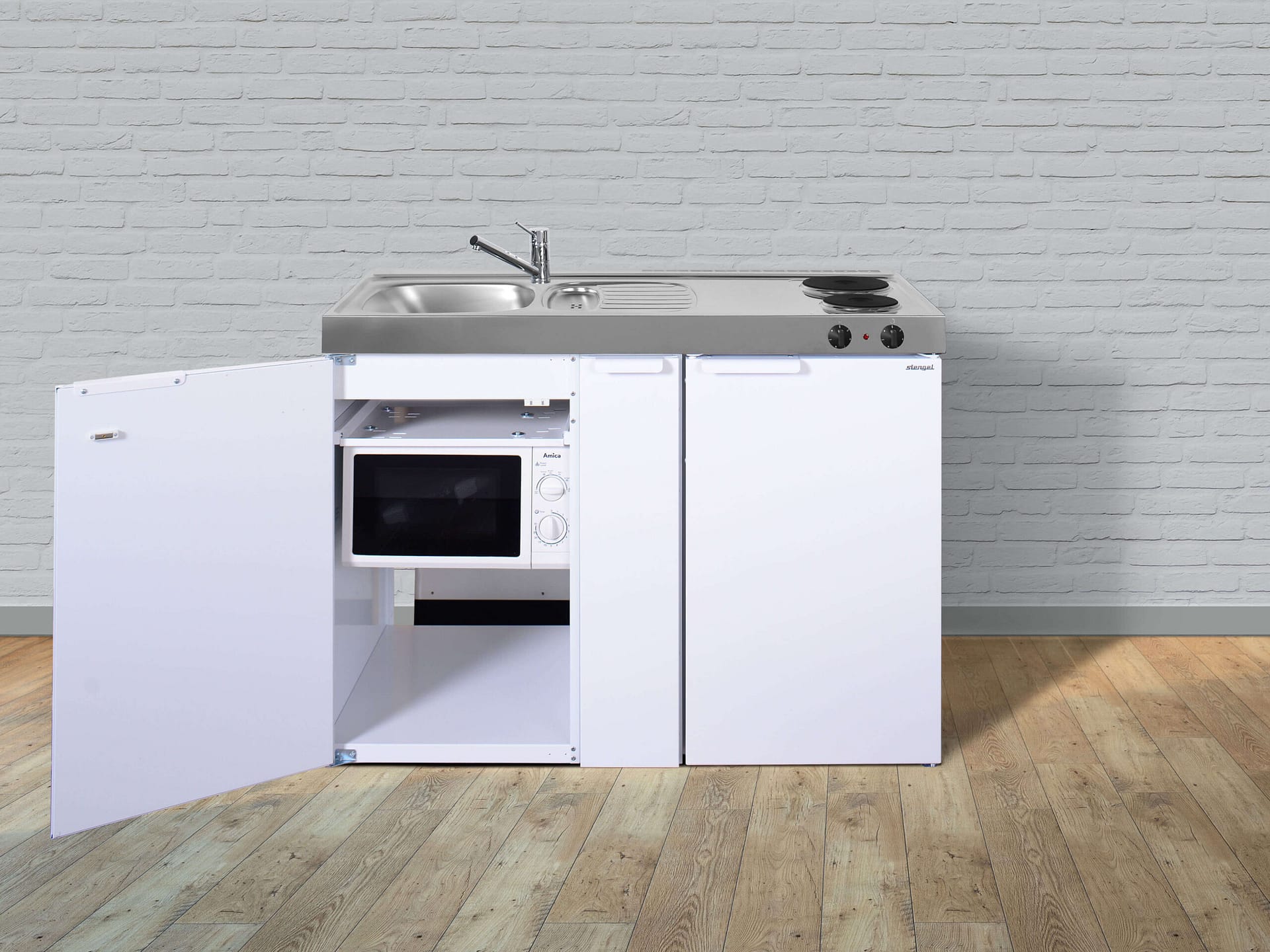Miniküche Kitchenline MKM 120 A - Mit Mikrowelle & Auszug