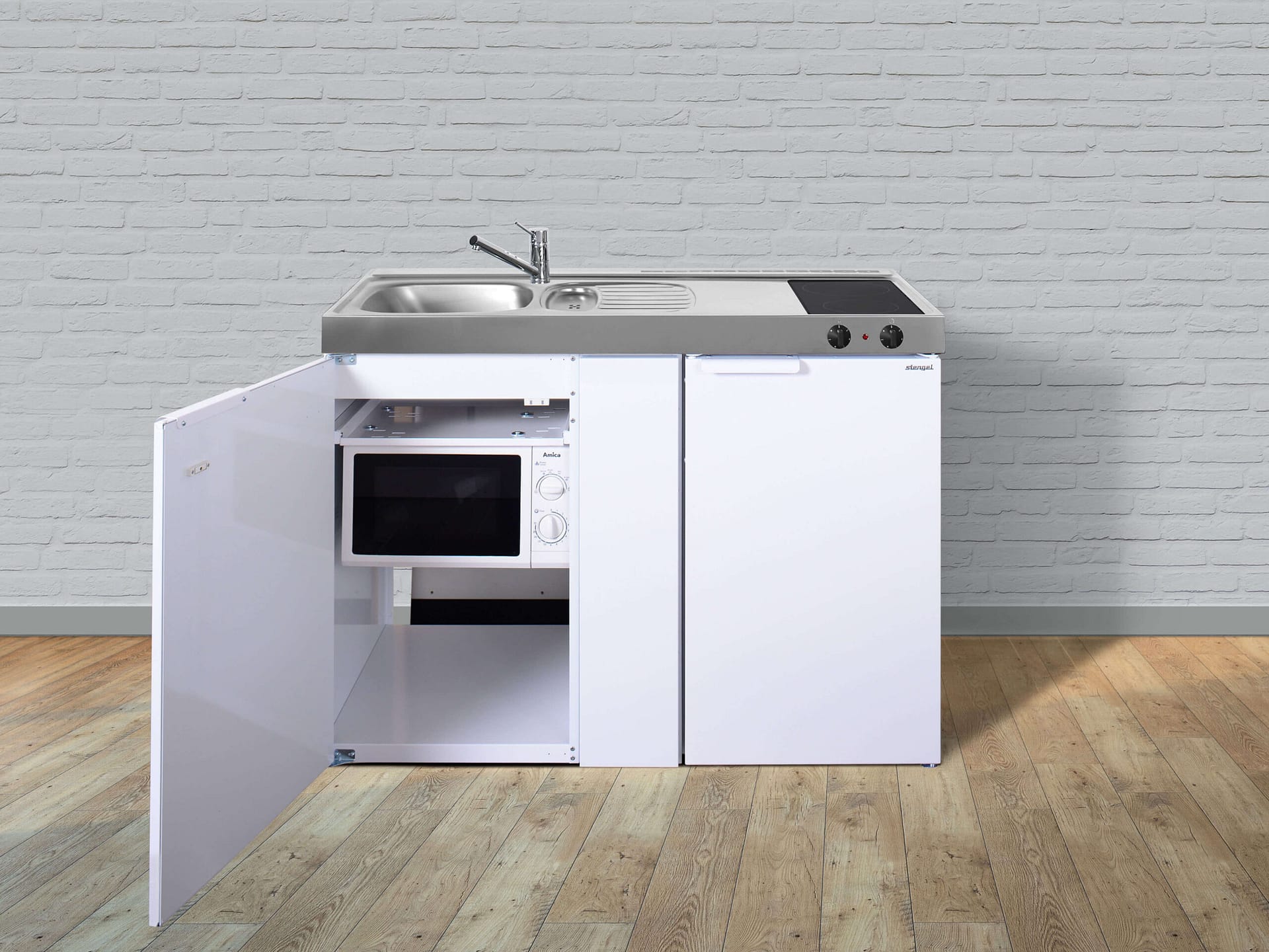 Miniküche Kitchenline MKM 120 - Mit Mikrowelle & Kühlschrank