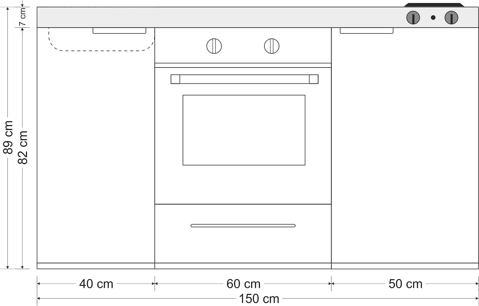 Miniküche Kitchenline MKB 150 - Mit Backofen & Kühlschrank – Bild 4