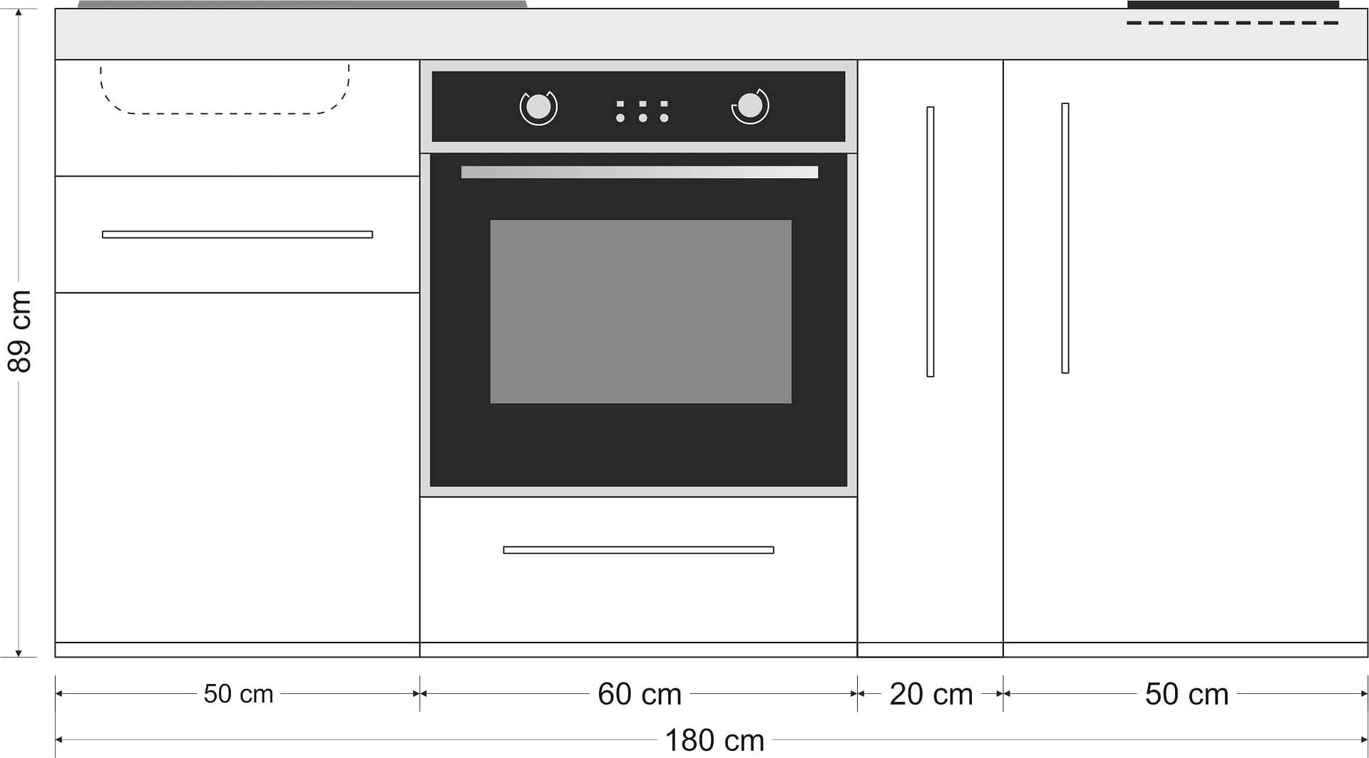 Miniküche Premiumline MPB 180 A - Mit Backofen & Apothekerauszug – Bild 3