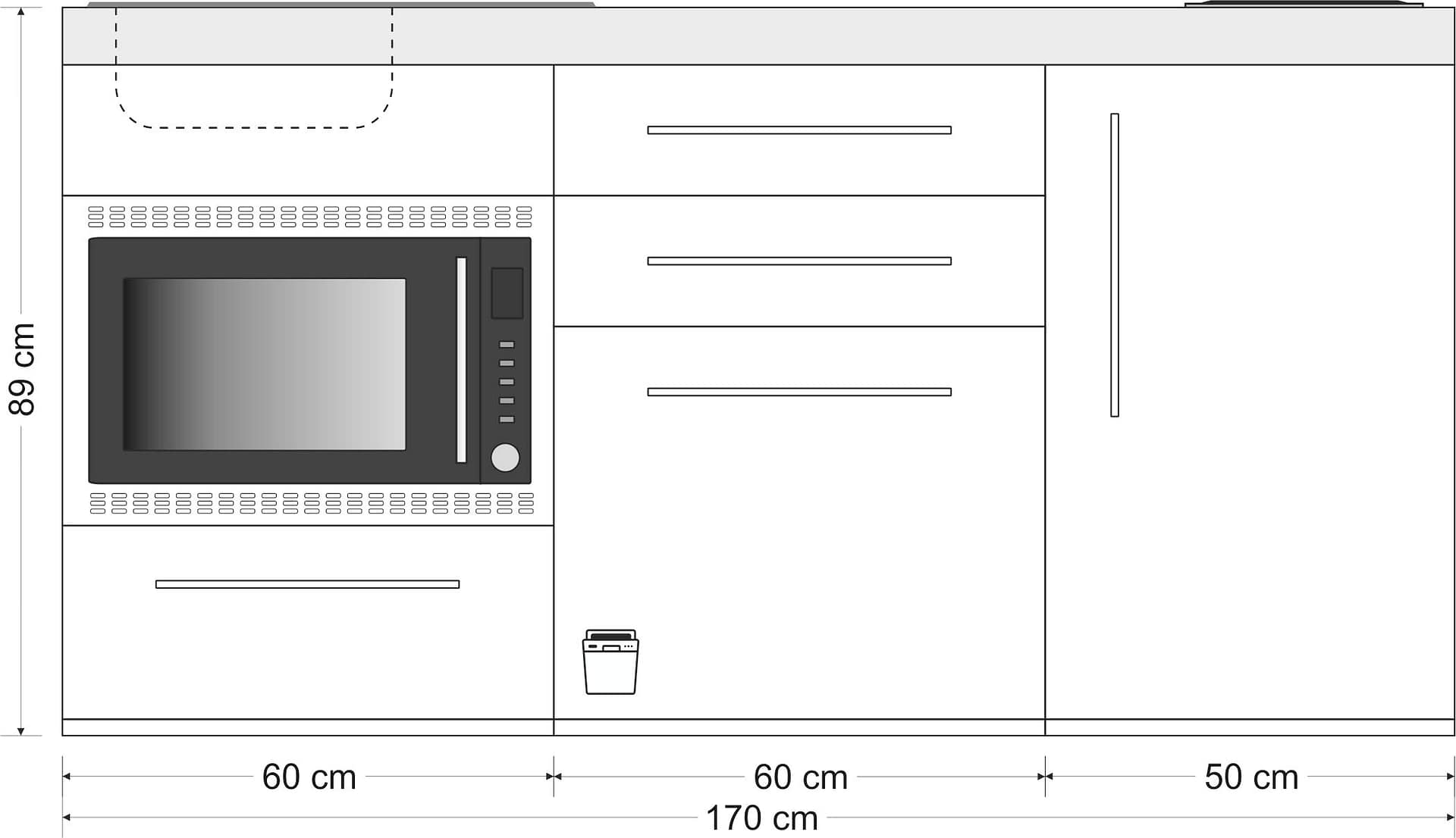 Miniküche Premiumline MPGSMOS 170 - Mit Geschirrspüler, Mikrowelle & Backofen – Bild 3