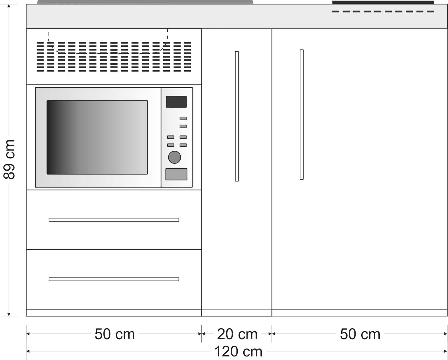 Miniküche Premiumline MPM 120 A - Mit Kühlschrank & Mikrowelle – Bild 3